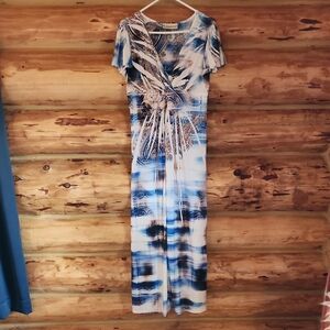 Casual Blue and White Maxi Dress